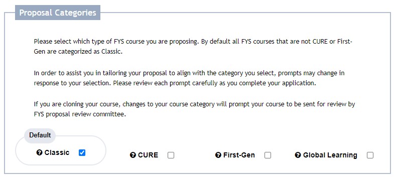 Proposal Categories